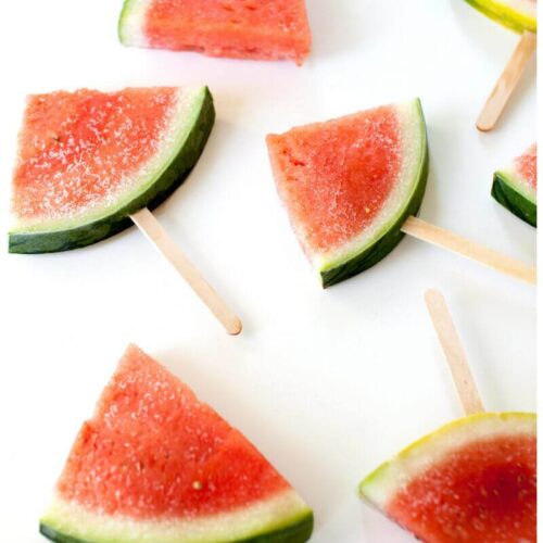 Watermelon popsicles make margaritas on a stick.