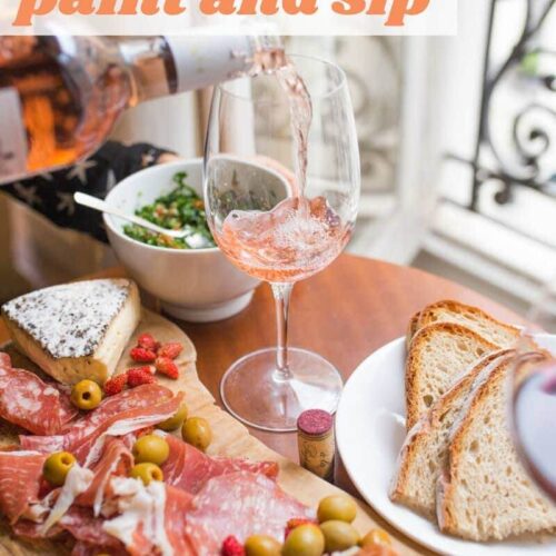 Planning a great paint and sip night with a charcuterie board and cocktails