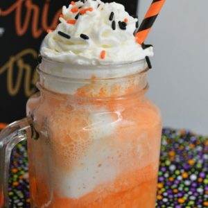 Boozy Candy Corn Ice Cream Float is perfect for fall and Halloween