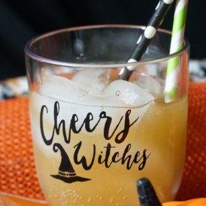 Cheery Witches Halloween cocktail in a Cheers Witches wine glass