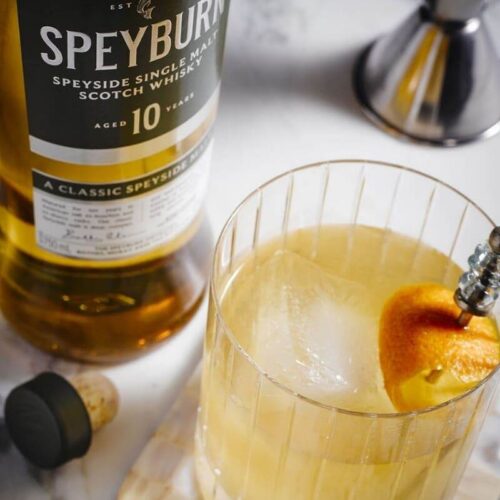 Granty Burn Old Fashioned recipe with bottle of Speyburn 10 year Scotch