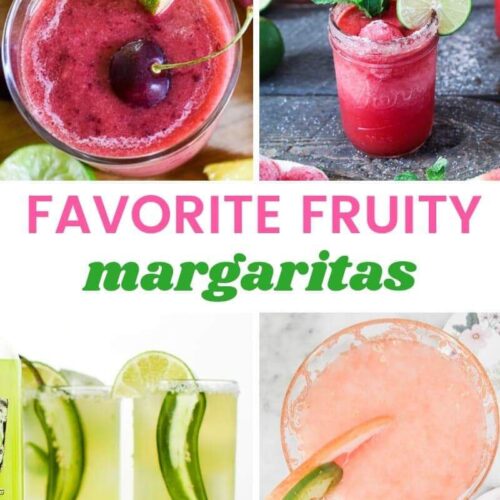 Favorite Fruity Margaritas Recipe Roundup featuring a spicy jalapeno margarita and a skinny grapefruit margarita
