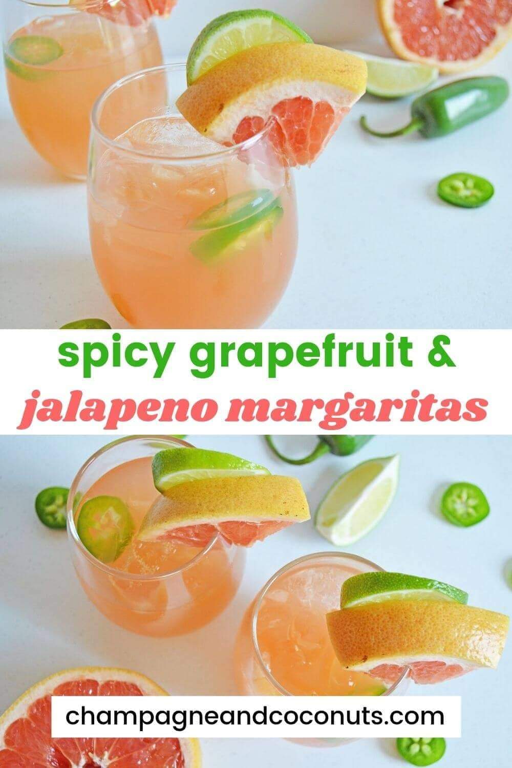 Spicy Grapefruit Jalapeno Margarita | Champagne and Coconuts