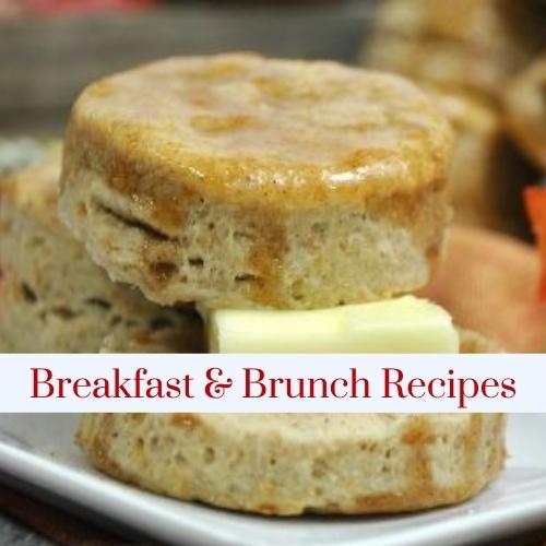 Image of a biscuit with butter with text: breakfast and brunch recipes