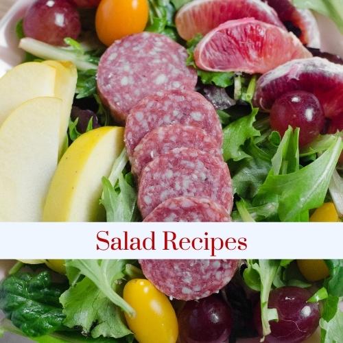 Image of a salad with text: Salad Recipes